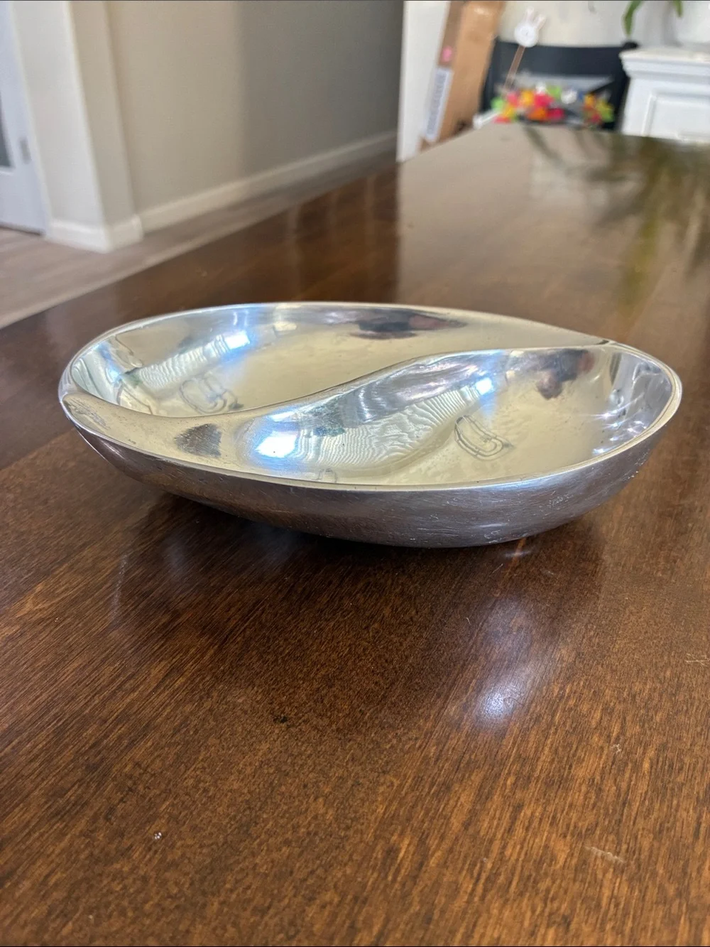 Silver-Color Double Compartment Serving Dish - Home Dining